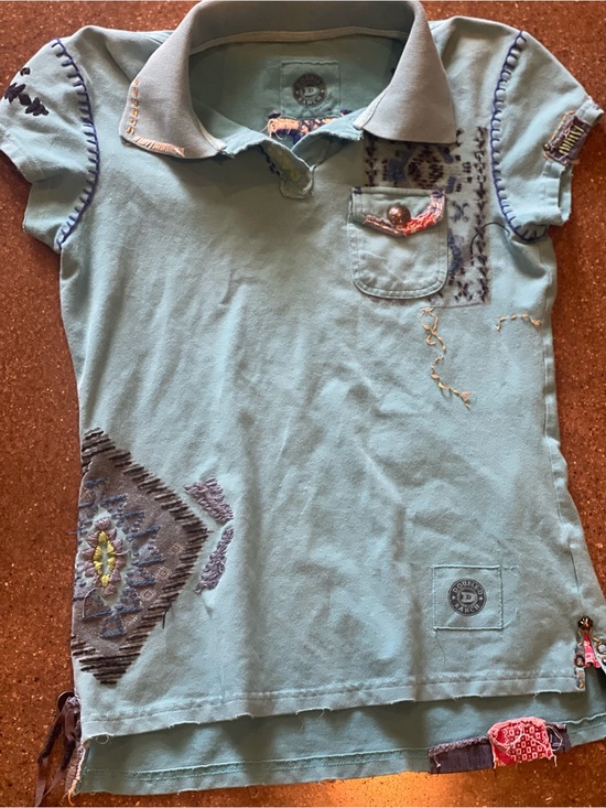 Double D Ranch Tops - Double D Ranch Girls' Light Teal Embroidered Polo Top